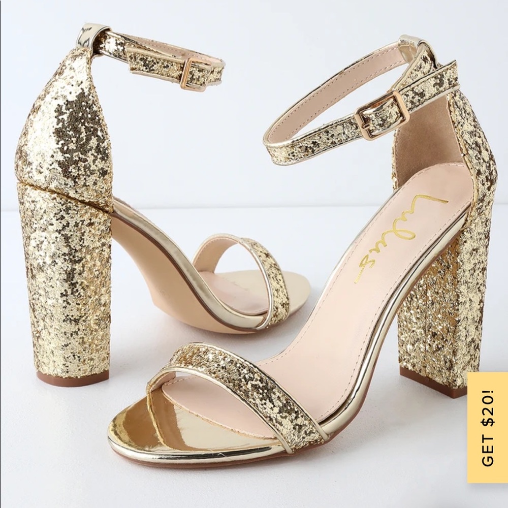 Lulu gold glitter heels 7.5